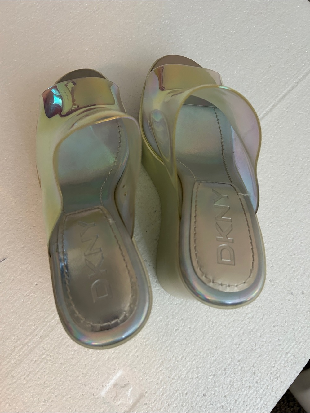 Dkny Iridescent Holographic Slide Wedges - Multi - Picture 4 of 6